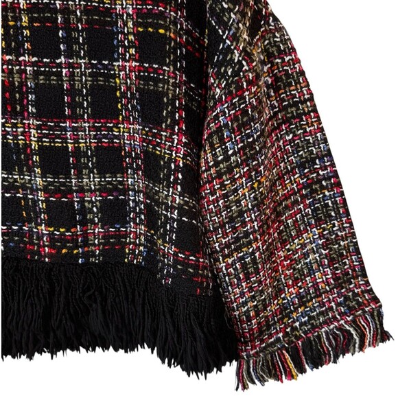 Zara Top Woman's Small Loose Fit Tweed‎ Top Fringe Multi-Color Boho Bell Sleeve - Picture 8 of 12